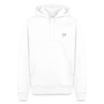 Dessin de silhouette de deux coeurs abstraits noirs. - Sweat à capuche Premium bio Homme - blanc - Devant - Nico (187cm)