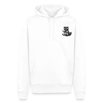 Fil brodé raton laveur - Sweat à capuche Premium bio Homme - blanc - Devant - Nico (187cm)