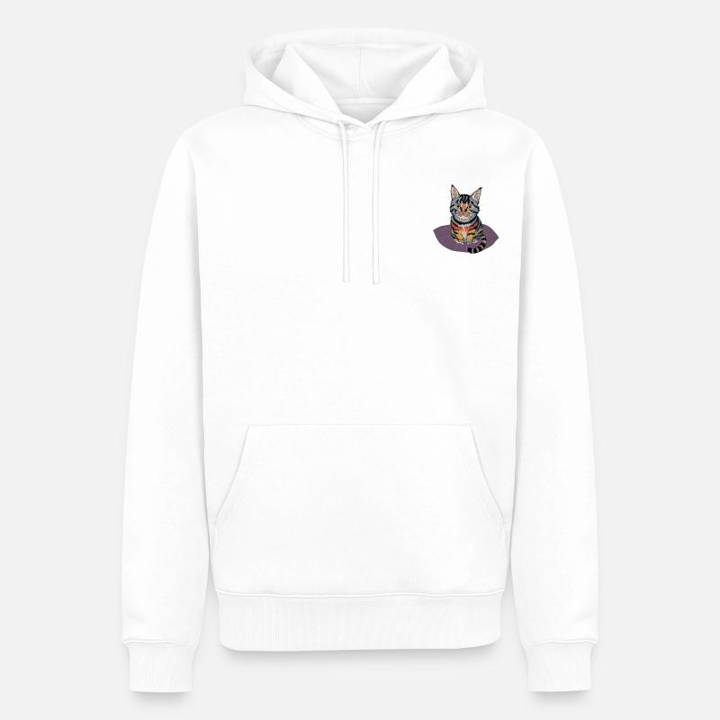 Katze Heavyweight Oversized - Männer Premium Bio Hoodie - Weiß