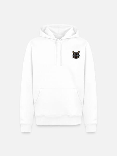 Chat brodé Stanley/Stella - Sweat à capuche Premium bio Homme - blanc