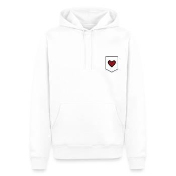 Herz Motiv, Brusttasche, minimal art, love print - Männer Premium Bio Hoodie - Weiß - Vorne - Nico (187cm)