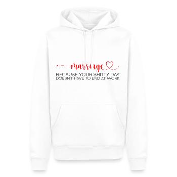 Mariage Votre journée de merde n’a pas à se terminer 2 - Sweat à capuche Premium bio Homme - blanc - Devant - Nico (187cm)