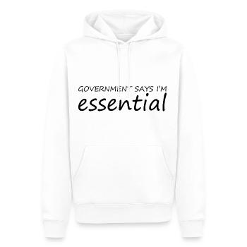 Le gouvernement dit que je suis essentiel 7 - Sweat à capuche Premium bio Homme - blanc - Devant - Nico (187cm)