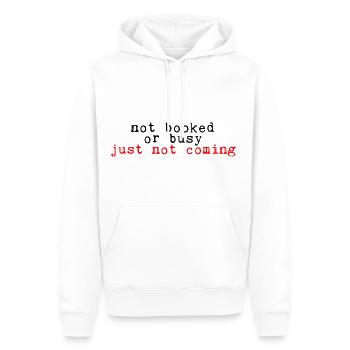Pas réservé ou occupé, juste pas venir 2 - Sweat à capuche Premium bio Homme - blanc - Devant - Nico (187cm)