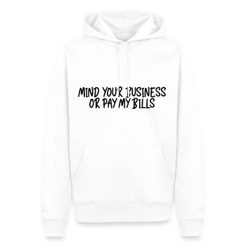 Occupez-vous de vos affaires ou payez mes factures 8 - Sweat à capuche Premium bio Homme - blanc - Devant - Nico (187cm)
