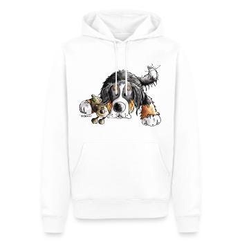 Berner Sennenhund knuddelt Teddy - Hund - Comic - Männer Premium Bio Hoodie - Weiß - Vorne - Nico (187cm)