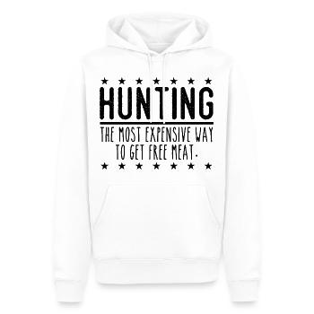 Hunter Funny Saying – Free Meat Design - Men’s Premium Organic Hoodie - white - Front - Nico (187cm)