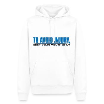 To Avoid Injury, Keep Your Mouth Shut 4 - Men’s Premium Organic Hoodie - white - Front - Nico (187cm)