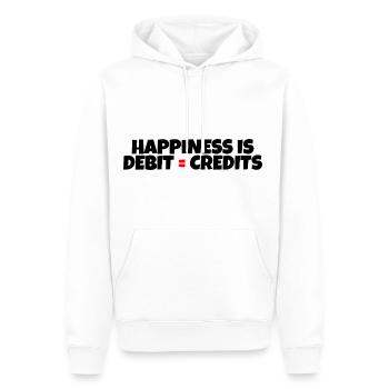 Happiness Is Debits égale crédits 10 - Sweat à capuche Premium bio Homme - blanc - Devant - Nico (187cm)