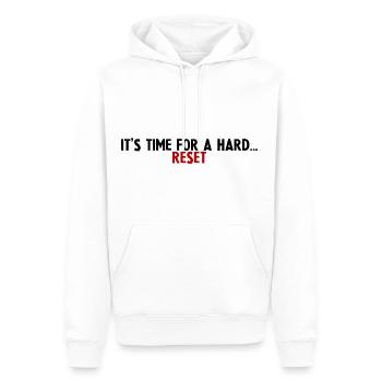 It's Time For A Hard Reset - Männer Premium Bio Hoodie - Weiß - Vorne - Nico (187cm)