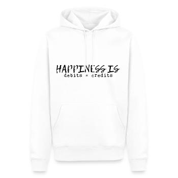 Happiness Is Debits équivaut à des crédits 8 - Sweat à capuche Premium bio Homme - blanc - Devant - Nico (187cm)