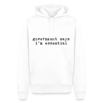 Le gouvernement dit que je suis essentiel 4 - Sweat à capuche Premium bio Homme - blanc - Devant - Nico (187cm)