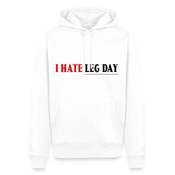 Je déteste la jambe Jour 7 - Sweat à capuche Premium bio Homme - blanc - Devant - Nico (187cm)