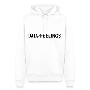 Les données sont plus importantes que les sentiments 2 - Sweat à capuche Premium bio Homme - blanc - Devant - Nico (187cm)