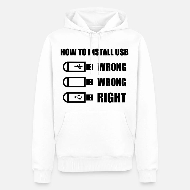 How To Install Usb - Männer Premium Bio Hoodie - Weiß