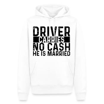 Le chauffeur ne transporte pas d’argent il est marié 4 - Sweat à capuche Premium bio Homme - blanc - Devant - Nico (187cm)