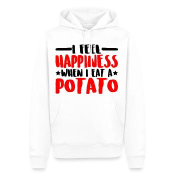 Je ressens du bonheur quand je mange une pomme de terre 3 - Sweat à capuche Premium bio Homme - blanc - Devant - Nico (187cm)