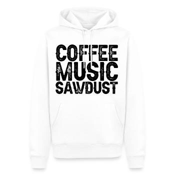 Coffee Music Sawdust 3 - Men’s Premium Organic Hoodie - white - Front - Nico (187cm)