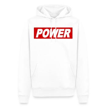 POWER cooler Spruch Obey Zeichen Geschenkidee - Männer Premium Bio Hoodie - Weiß - Vorne - Nico (187cm)