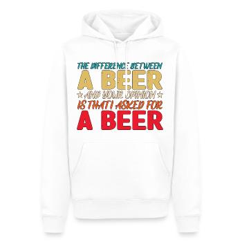 La différence entre une bière et votre opinion 3 - Sweat à capuche Premium bio Homme - blanc - Devant - Nico (187cm)