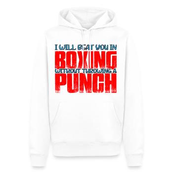 Vous battra en boxe sans lancer un coup de poing 4 - Sweat à capuche Premium bio Homme - blanc - Devant - Nico (187cm)