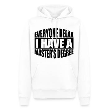 Everyone Relax, I Have A Master's Degree 35 - Männer Premium Bio Hoodie - Weiß - Vorne - Nico (187cm)