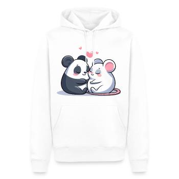 Câlins Panda Et Souris Amoureux - Sweat à capuche Premium bio Homme - blanc - Devant - Nico (187cm)
