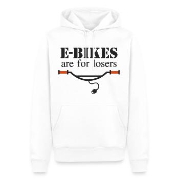E-Bikes sind für Verlierer - Männer Premium Bio Hoodie - Weiß - Vorne - Nico (187cm)