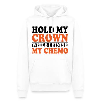 Tenez ma couronne pendant que je termine ma chimio 33 - Sweat à capuche Premium bio Homme - blanc - Devant - Nico (187cm)