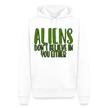 Les extraterrestres ne croient pas en vous non plus 4 - Sweat à capuche Premium bio Homme - blanc - Devant - Nico (187cm)