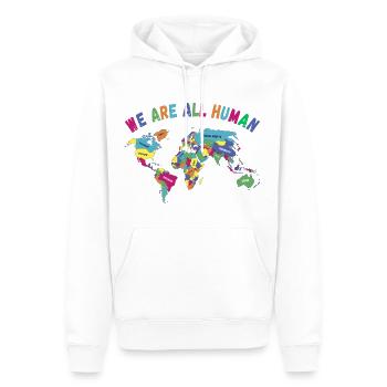 LGBT Pride Monat Weltkarte, Wir sind alle Menschen - Männer Premium Bio Hoodie - Weiß - Vorne - Nico (187cm)