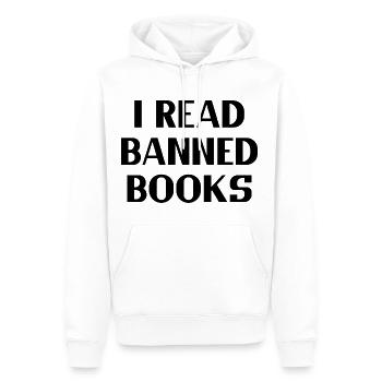 J’ai lu des livres interdits 35 - Sweat à capuche Premium bio Homme - blanc - Devant - Nico (187cm)
