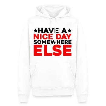 Have a nice day somewhere else 13 - Men’s Premium Organic Hoodie - white - Front - Nico (187cm)