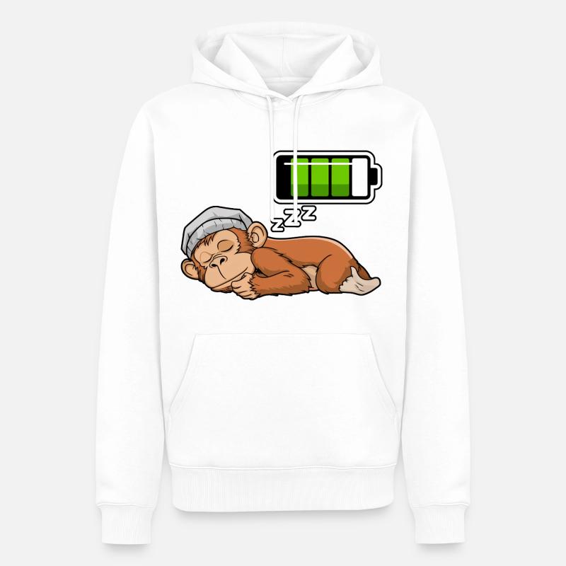 Monkey Sleeping Recharging Night Bedtime - Männer Premium Bio Hoodie - Weiß