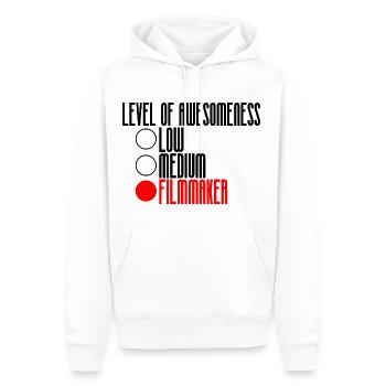 Niveau de génialité, Cinéaste 2 - Sweat à capuche Premium bio Homme - blanc - Devant - Nico (187cm)