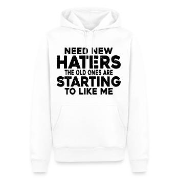 Besoin de nouveaux haineux, les anciens ont commencé à m’aimer 3 - Sweat à capuche Premium bio Homme - blanc - Devant - Nico (187cm)