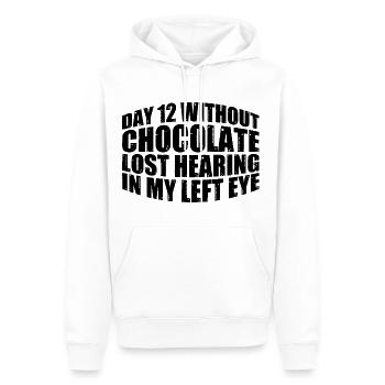 Without Chocolate, Lost Hearing In My Left Eye 8 - Men’s Premium Organic Hoodie - white - Front - Nico (187cm)
