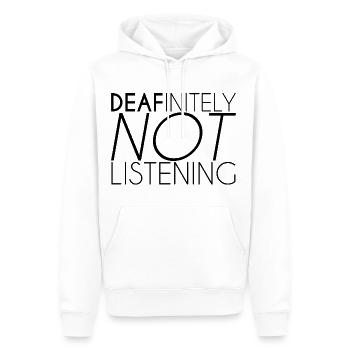 Décidément ne pas écouter - Sweat à capuche Premium bio Homme - blanc - Devant - Nico (187cm)
