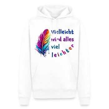 Vielleicht wird alles viel leichter - Mut machen - Männer Premium Bio Hoodie - Weiß - Vorne - Nico (187cm)