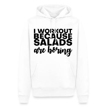 Je m’entraîne parce que les salades sont ennuyeuses 3 - Sweat à capuche Premium bio Homme - blanc - Devant - Nico (187cm)