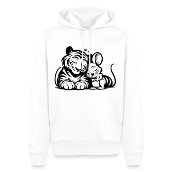 Câlin Tigre Et Souris Amoureux - Sweat à capuche Premium bio Homme - blanc - Devant - Nico (187cm)