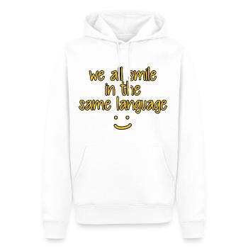 We All Smile In The Same Language 6 - Men’s Premium Organic Hoodie - white - Front - Nico (187cm)