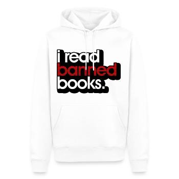 J’ai lu des livres interdits 52 - Sweat à capuche Premium bio Homme - blanc - Devant - Nico (187cm)