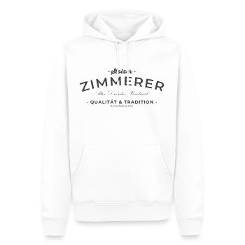 STOLZER ZIMMERMANN Zimmerer Bau Geschenke Shirts - Männer Premium Bio Hoodie - Weiß - Vorne - Nico (187cm)