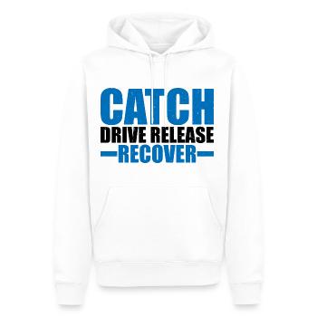 Catch Drive Release Recover 9 - Men’s Premium Organic Hoodie - white - Front - Nico (187cm)