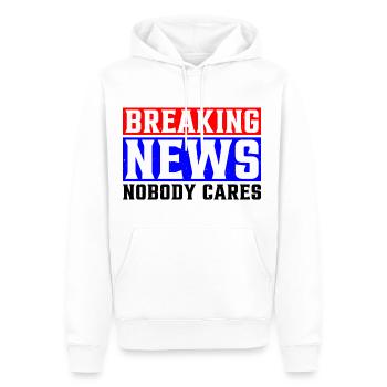 Breaking News, Nobody Cares 25 - Männer Premium Bio Hoodie - Weiß - Vorne - Nico (187cm)