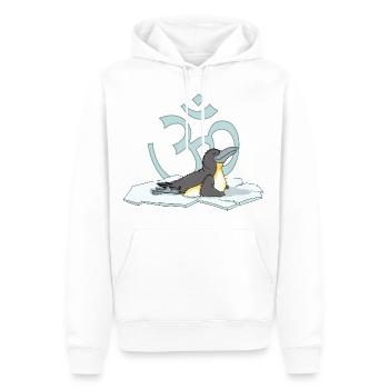 Der Yoga Pinguin singt auf seiner Eisscholle das O - Männer Premium Bio Hoodie - Weiß - Vorne - Nico (187cm)