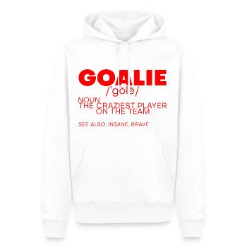 Goalie Gear Goalkeeper Definition 10 - Männer Premium Bio Hoodie - Weiß - Vorne - Nico (187cm)