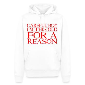 Prudent garçon, je suis si vieux pour une raison 3 - Sweat à capuche Premium bio Homme - blanc - Devant - Nico (187cm)
