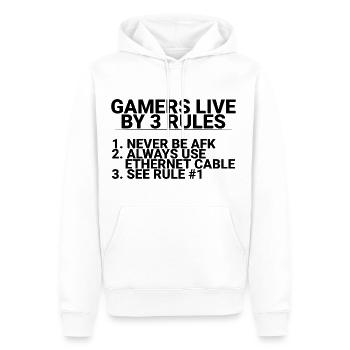 Les joueurs vivent selon 3 règles, ne soyez jamais afk,... 1 - Sweat à capuche Premium bio Homme - blanc - Devant - Nico (187cm)